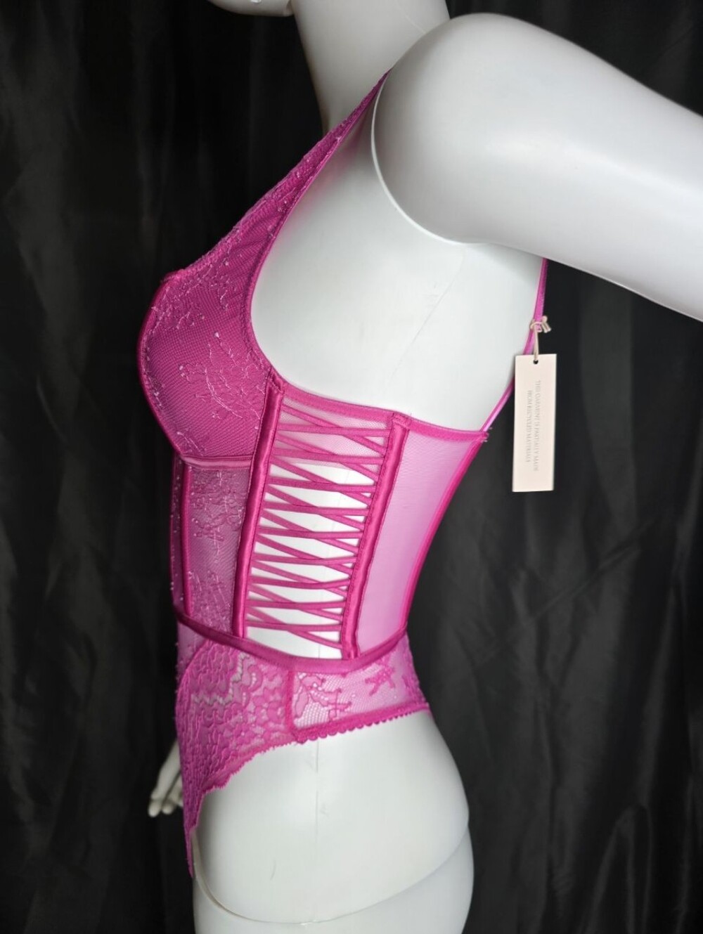 Victoria's Secret Neon Pink Lace Bustier Teddy - Picture 11 of 16